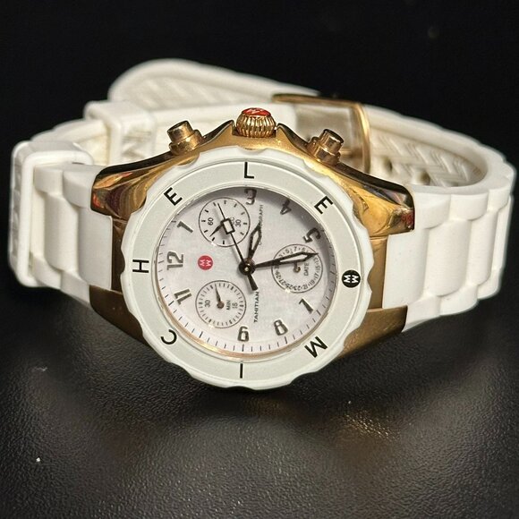 Michele Tahitian Jelly Bean Watch - White (MWW12D000015) - BRAND NEW BATTERY - Picture 1 of 14